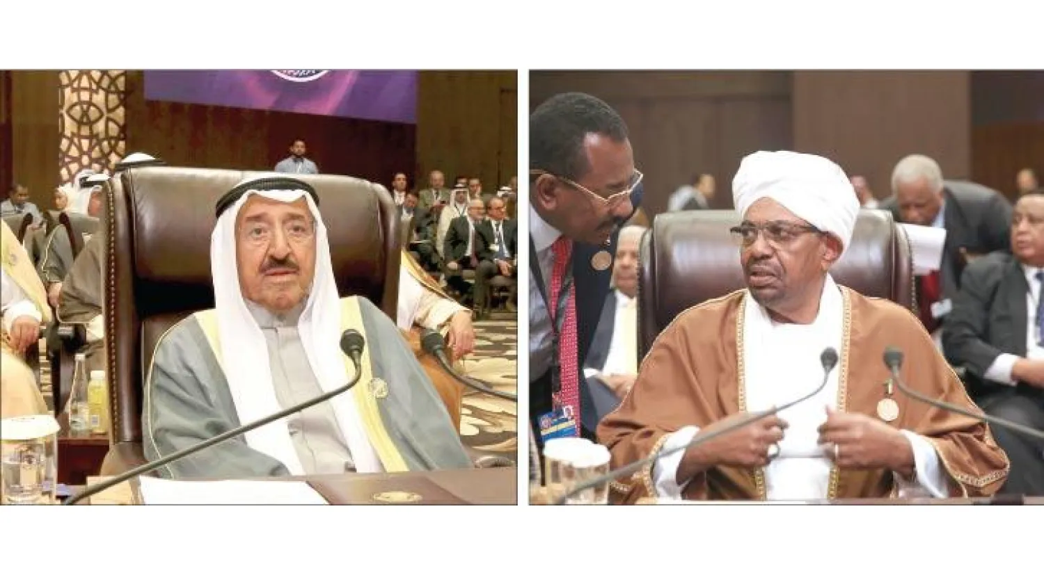 الرئيس السوداني خلال الجلسة الافتتاحية للقمة أمس (أ.ف.ب) - أمير الكويت لدى مشاركته في القمة (أ.ب)
