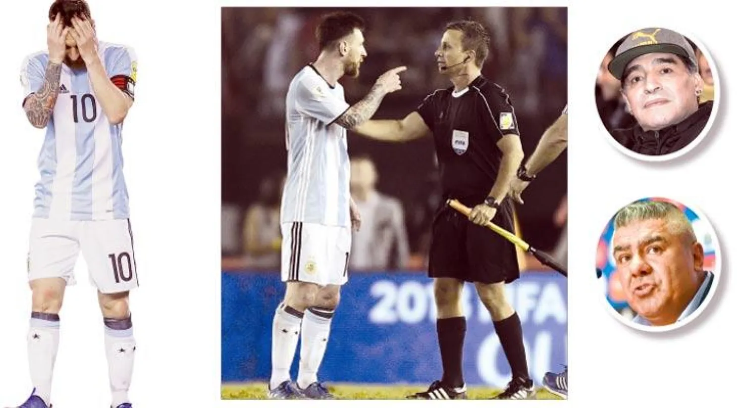 مارادونا أسطورة الأرجنتين (رويترز) - تابيا رئيس الاتحاد الأرجنتيني الجديد (أ.ف.ب) - ميسي لحظة الجدل مع الحكم المساعد مما أدى لإيقافه (أ.ف.ب) - إيقاف ميسي وضع المنتخب الأرجنتيني في مهب الريح (إ.ب.أ)