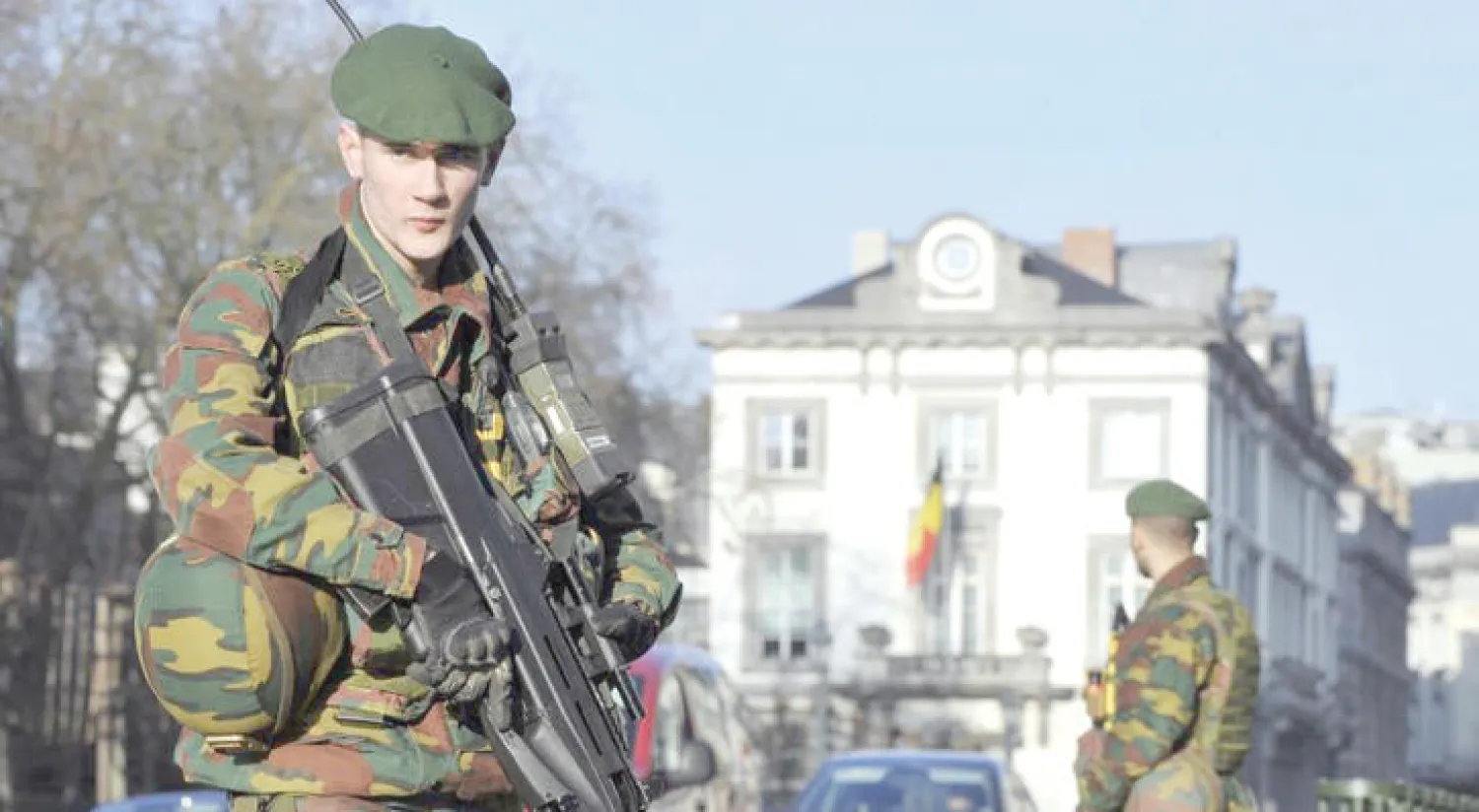 عناصر من الجيش البلجيكي في شوارع المدن الداخلية عقب تفجيرات بروكسل («الشرق الأوسط»)