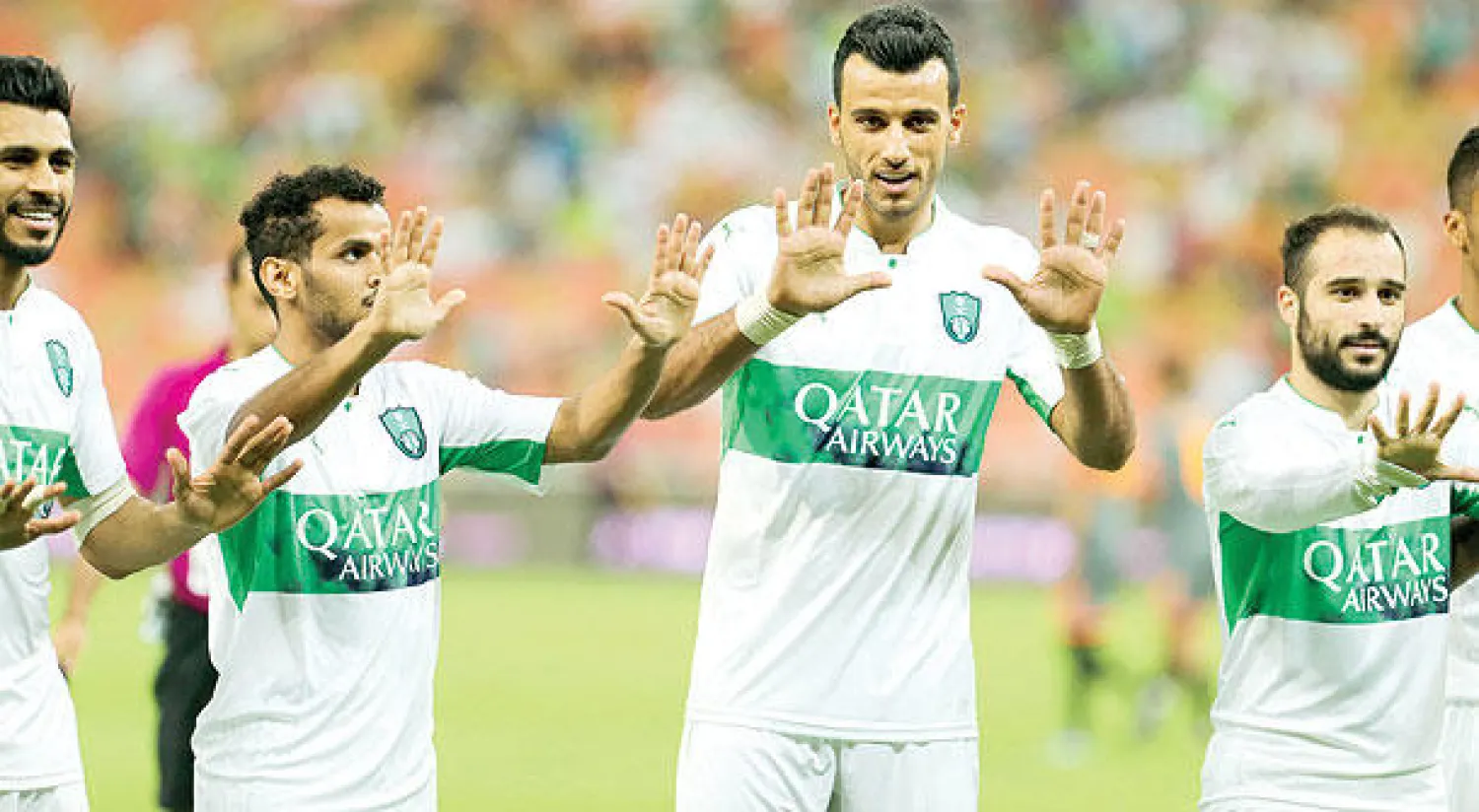 السومة يحتفل بأحد أهدافه في مباراة وج (تصوير: محمد المانع)