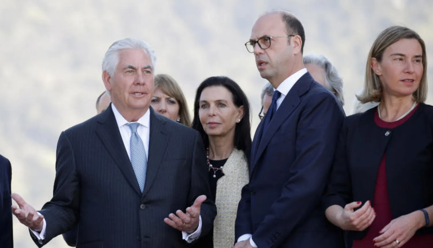 وزير الخارجية الأميركي ريكس تيلرسون خلال محادثاته مع نظيره الإيطالي أنجيلينو ألفانو (رويترز)