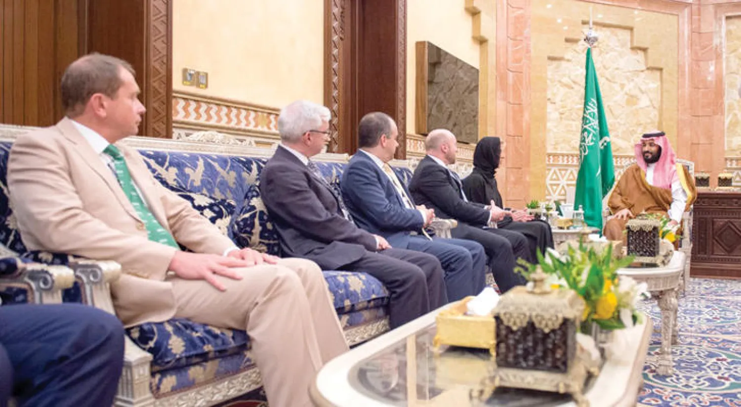 جانب من لقاء الأمير محمد بن سلمان بالوفد البريطاني (واس)
