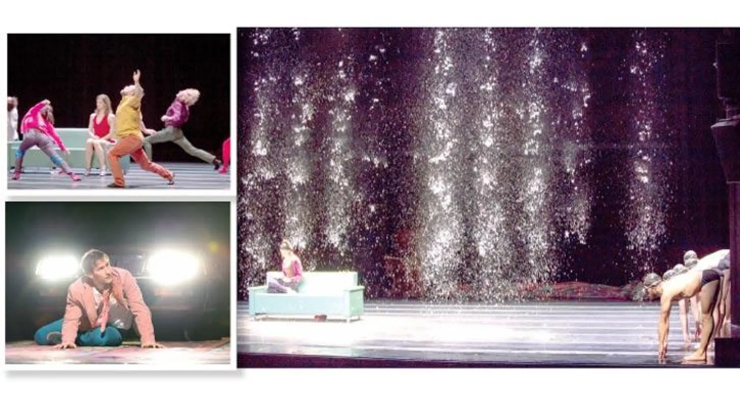 الكنبة الخضراء على المسرح بقيت الثابت الوحيد طوال العرض - جانب من «مهرجان بيروت للرقص المعاصر» - مشهد من المهرجان (اللقطات من تصوير غريغوري باتاردون)