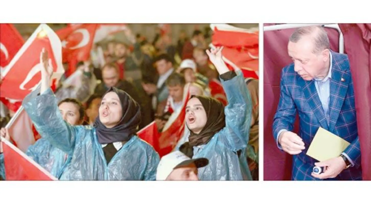 إردوغان يدلي بصوته أمس... وأنصاره يحتفلون في أنقرة بتمرير تعديلاته الدستورية (أ.ف.ب)