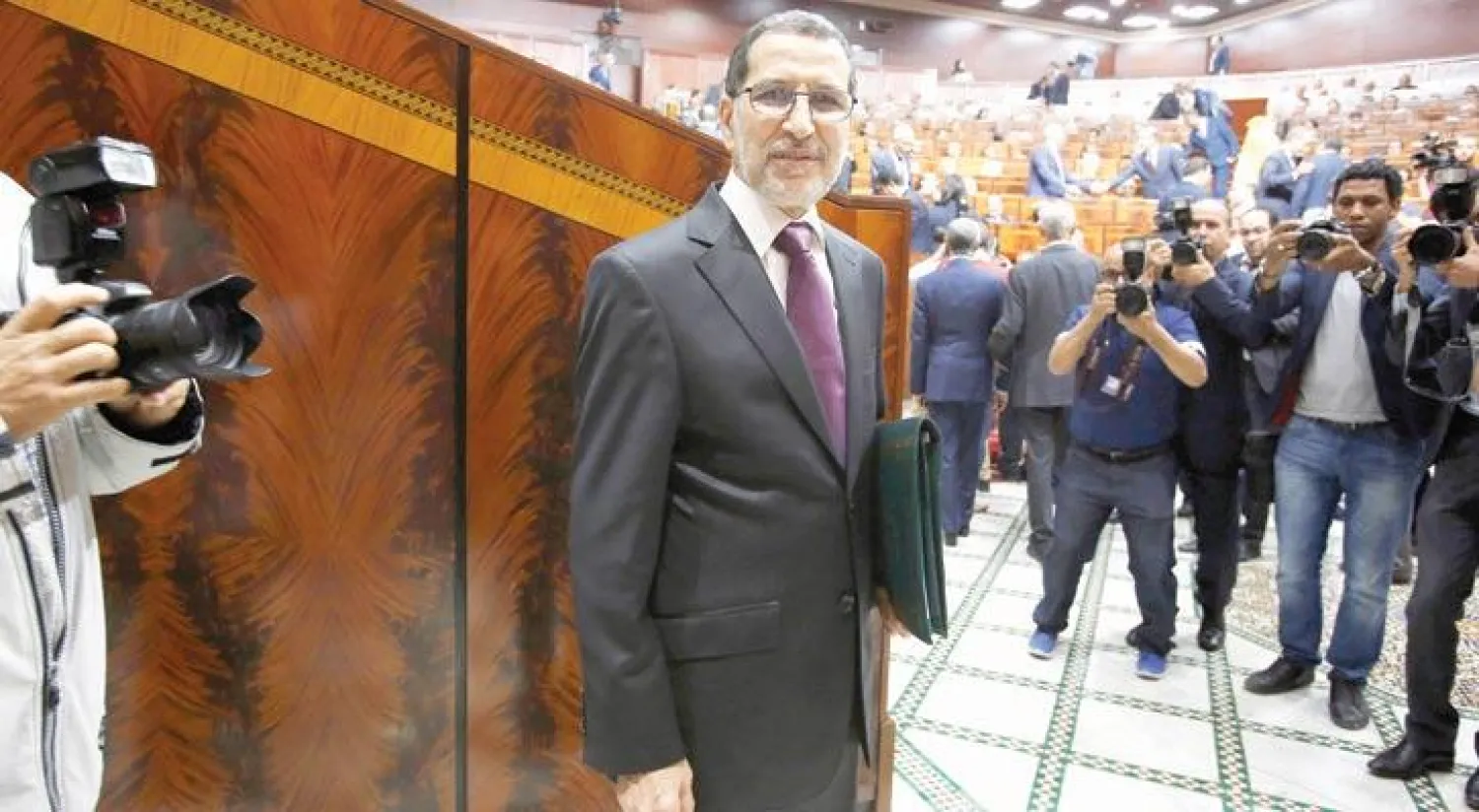 رئيس الحكومة المغربية سعد الدين العثماني خلال مشاركته في اجتماع البرلمان يوم الأربعاء الماضي (رويترز)