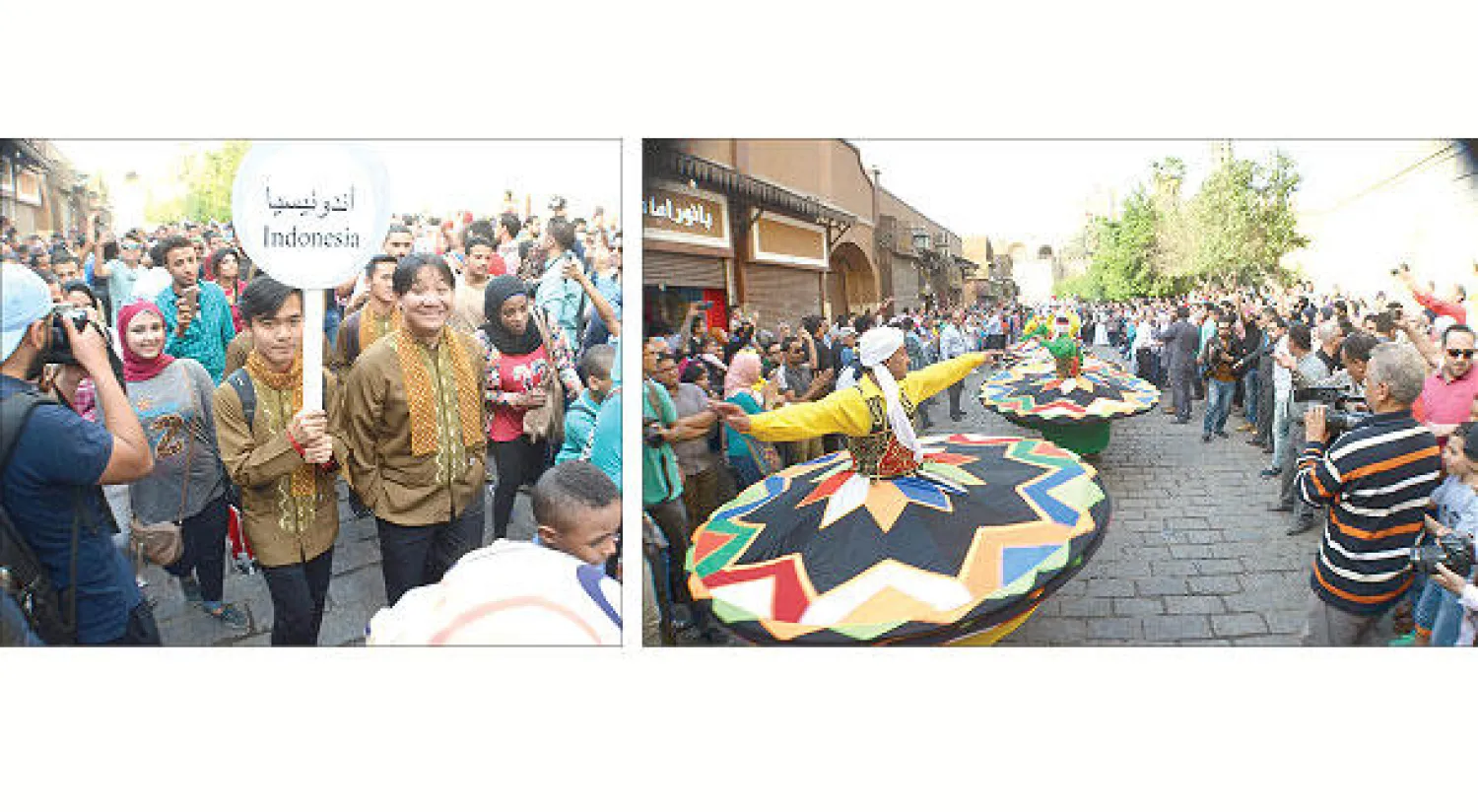 إحدى فعاليات كرنفال شارع المعز - الفرقة الأندونيسية لدى مشاركتها في كرنفال شارع المعز ({الشرق الأوسط})