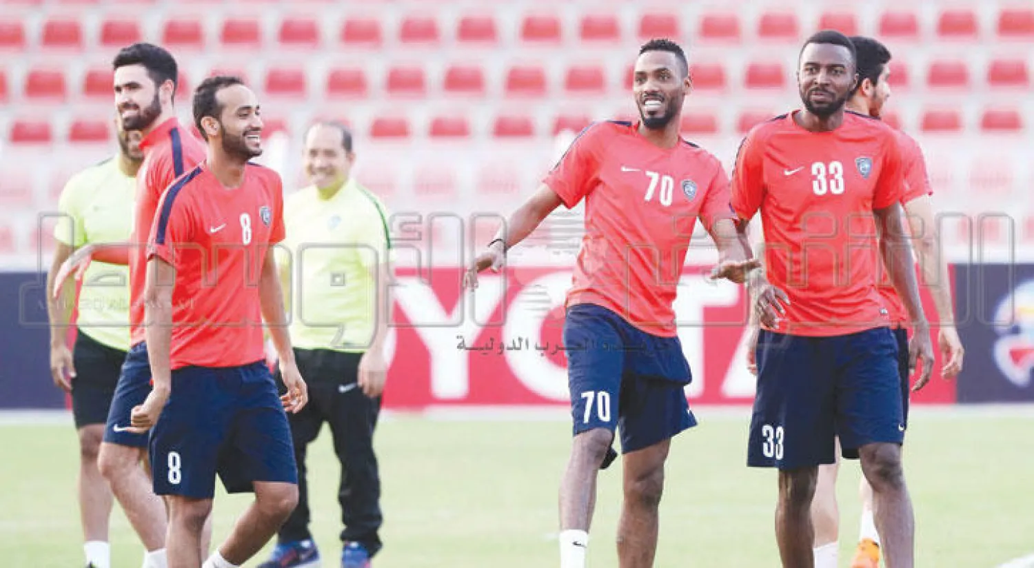لاعبو الهلال خلال استعداداتهم للمواجهة الآسيوية (تصوير: عيسى الدبيسي)
