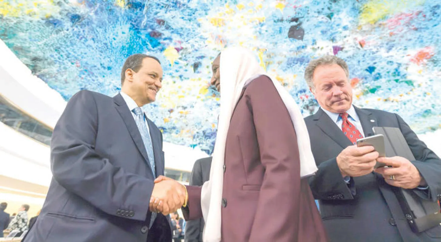 المبعوث الأممي خلال حضوره اجتماع الاستجابة الإنسانية لليمن الذي عقد في جنيف الثلاثاء الماضي (أ.ف.ب)