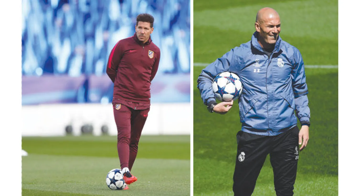 زين الدين زيدان (ا ف ب)  -  دييغو سيميوني (رويترز)