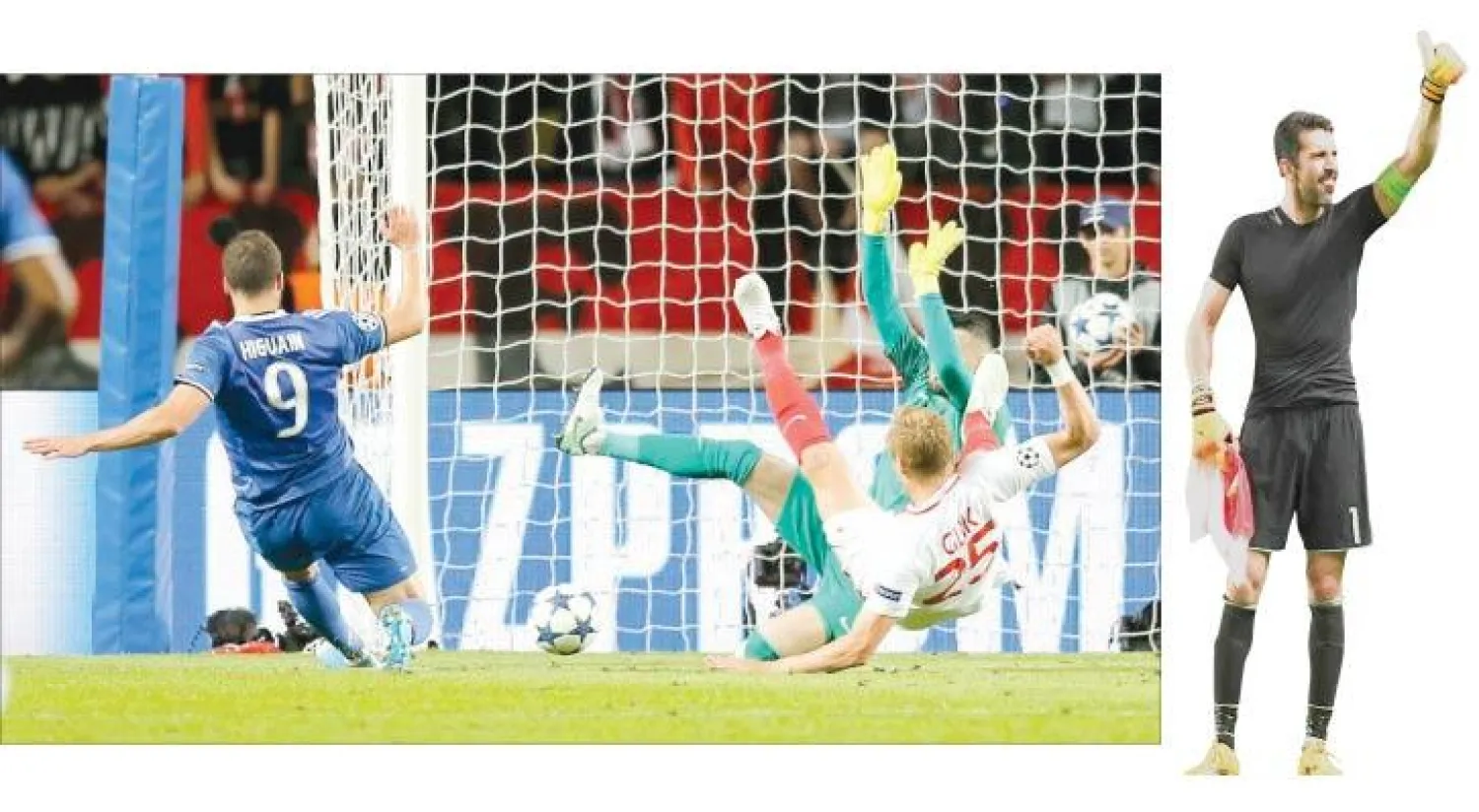 خبرة بوفون حسمت الفوز ليوفنتوس (أ.ف.ب) - هيغواين نجم يوفنتوس (يسار) يسجل ثاني أهدافه في مرمى موناكو (رويترز)