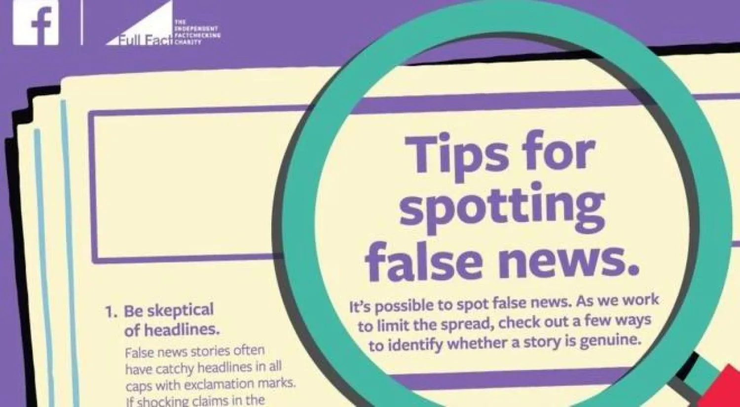 أطلقت «فيسبوك» حملة إعلانات في الصحف البريطانية تحذر المستخدمين من نشر أخبار كاذبة (أ.ب)