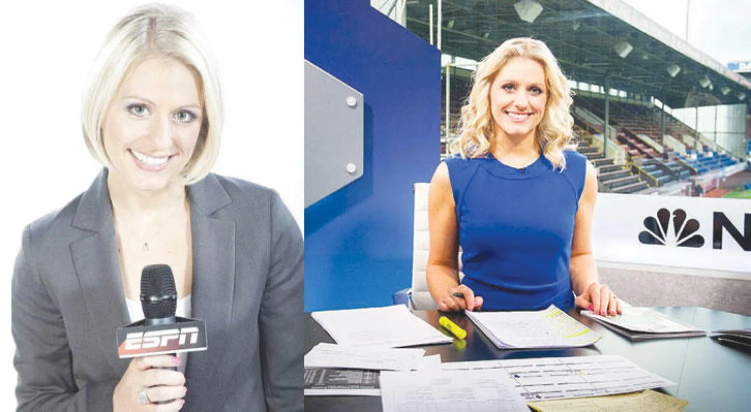 ريبيكا... الوجه المميز لقناة «إن بي سي» الرياضية («الشرق الأوسط»)  -  ريبيكا... سارت على نهج عائلتها التي سبقتها إلى الحقل الإعلامي («الشرق الأوسط»)