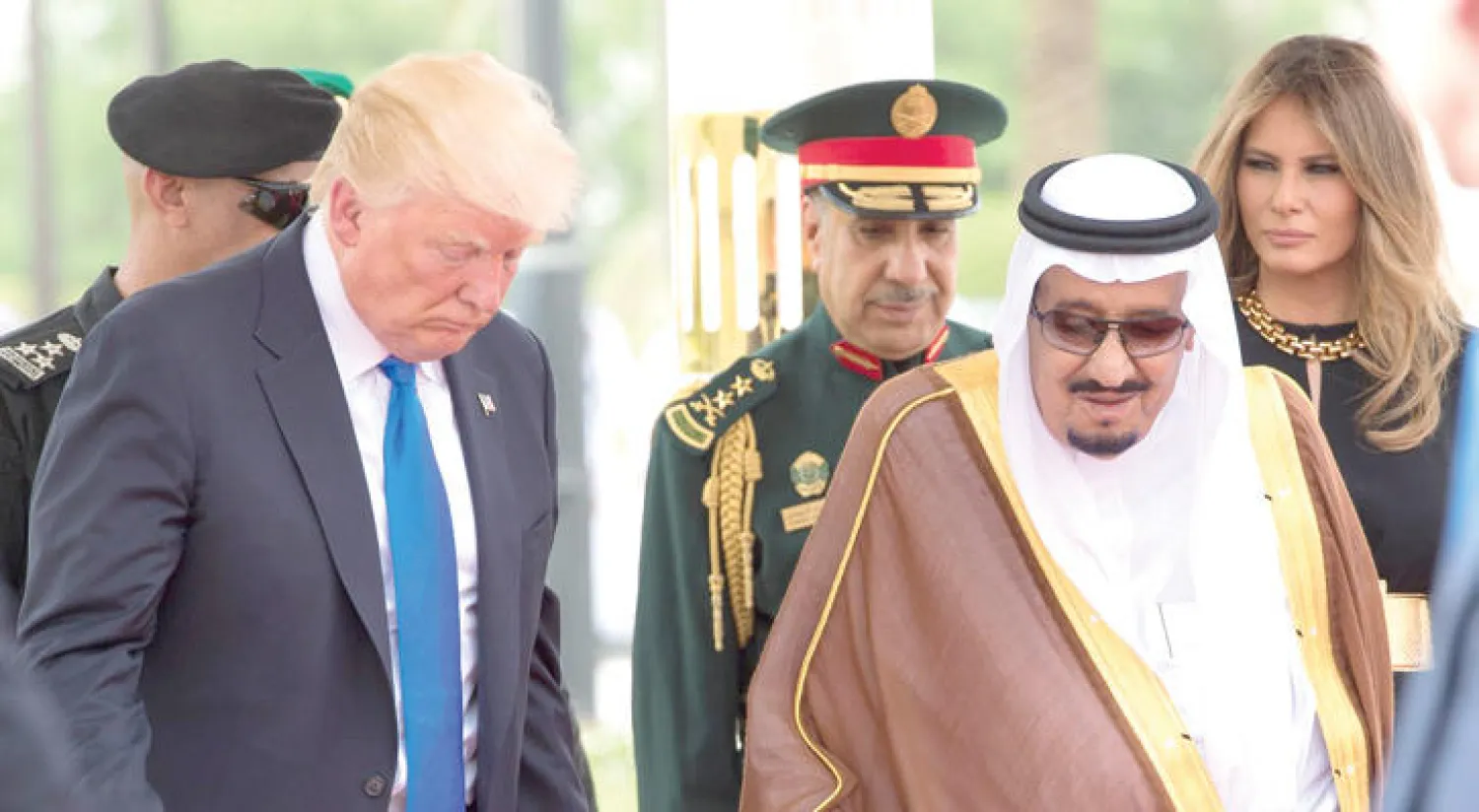 خادم الحرمين الشريفين والرئيس الأميركي في الرياض أمس (واس)