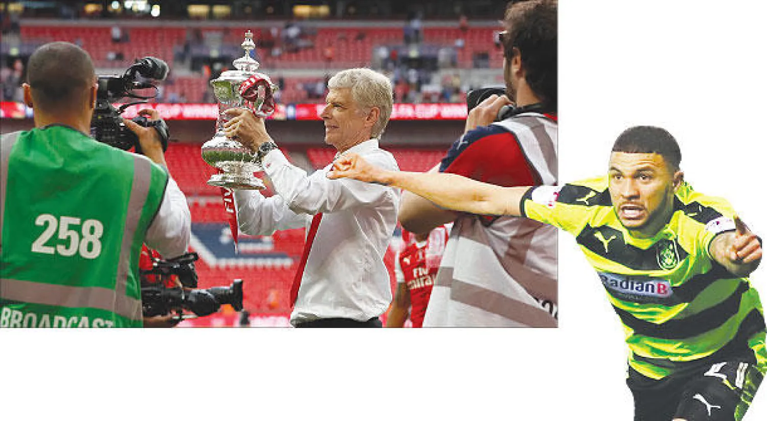 ويلز لاعب هيدرسفيلد قاد الفريق للقاء الفاصل (رويترز) - التتويج بالكأس أنقذ موسم فينغر مع أرسنال (أ.ب)