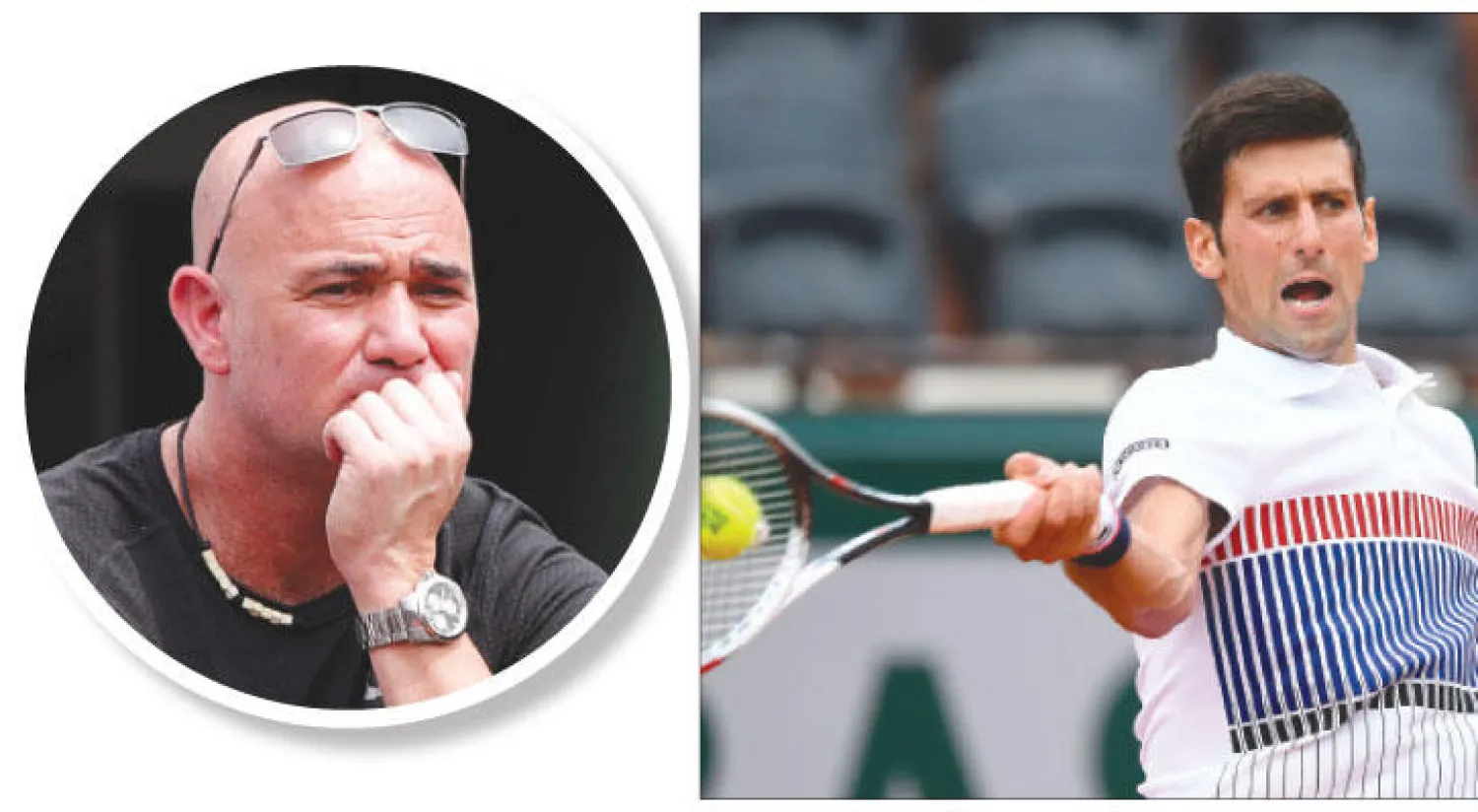 أغاسي يراقب لاعبه الصربي (إ.ب.أ)