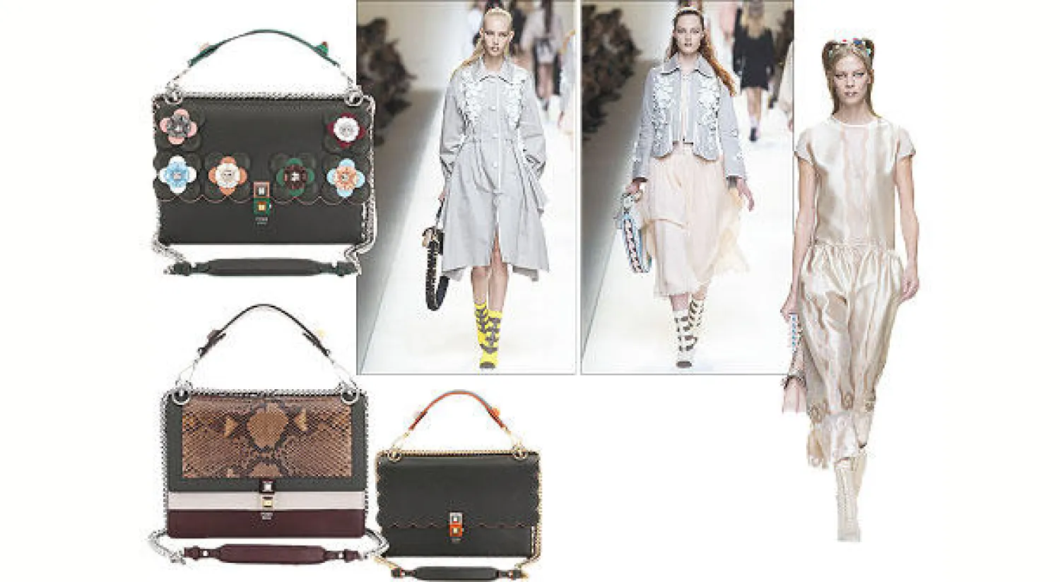 من عرض للأزياء الجاهزة الذي ظهرت فيه الحقيبة بقوة - حجمها وزخرفاتها المحسوبة عز الطلب بالنسبة لزبونة تريد التميز بدون بهرجة - «كان آي» بجلد الأفعى وتفاصيل هادئة