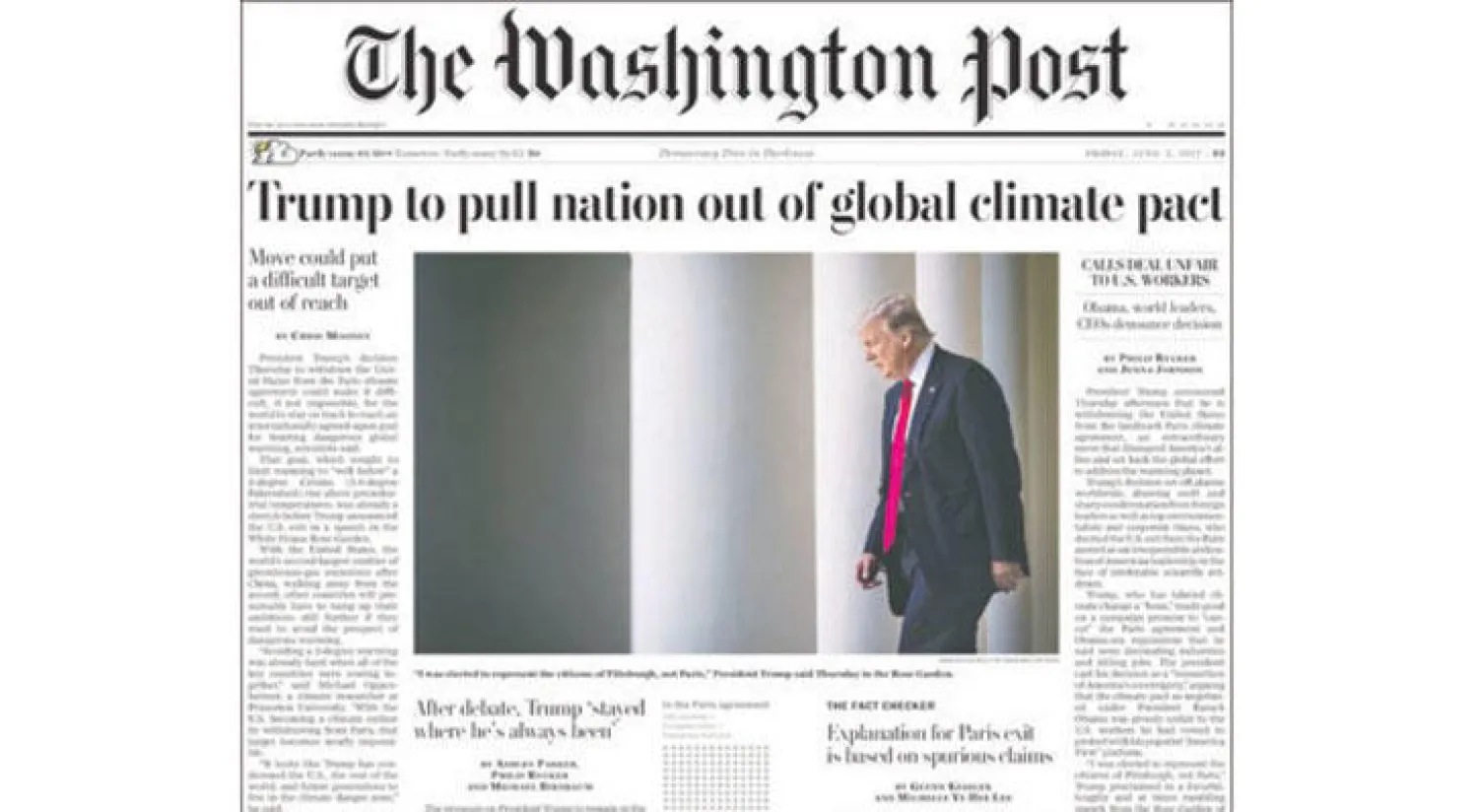 صحف أوروبا وأميركا ترد على انسحاب ترمب من اتفاقية باريس