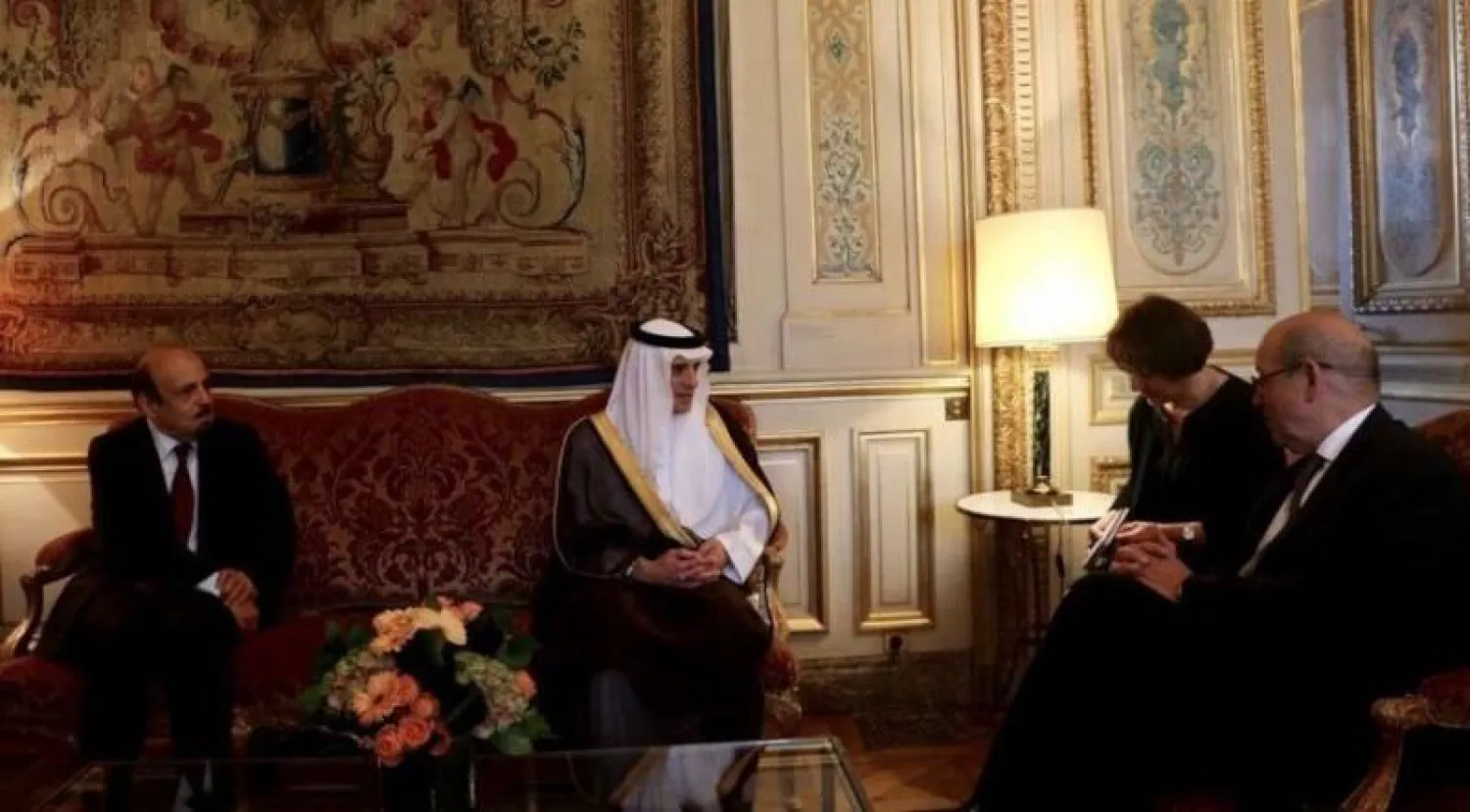 وزير الخارجية الفرنسي لدى استقباله نظيره السعودي في باريس (واس)