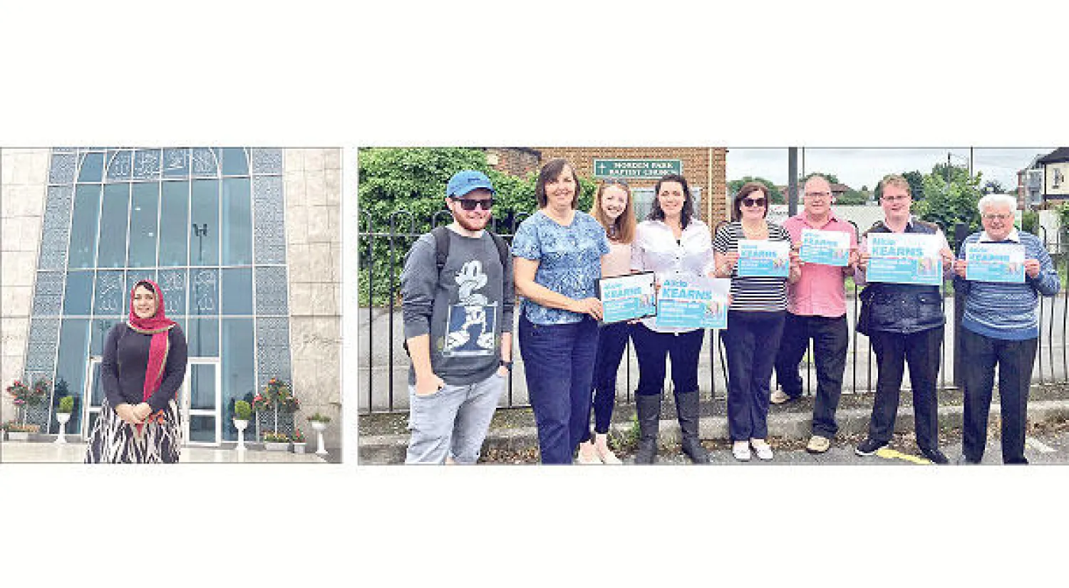 أليسيا كيرنز وفريقها في ميتشام آند موردن - أليسيا كيرنز بعد زيارتها لمسجد موردن المحلي الأسبوع الماضي