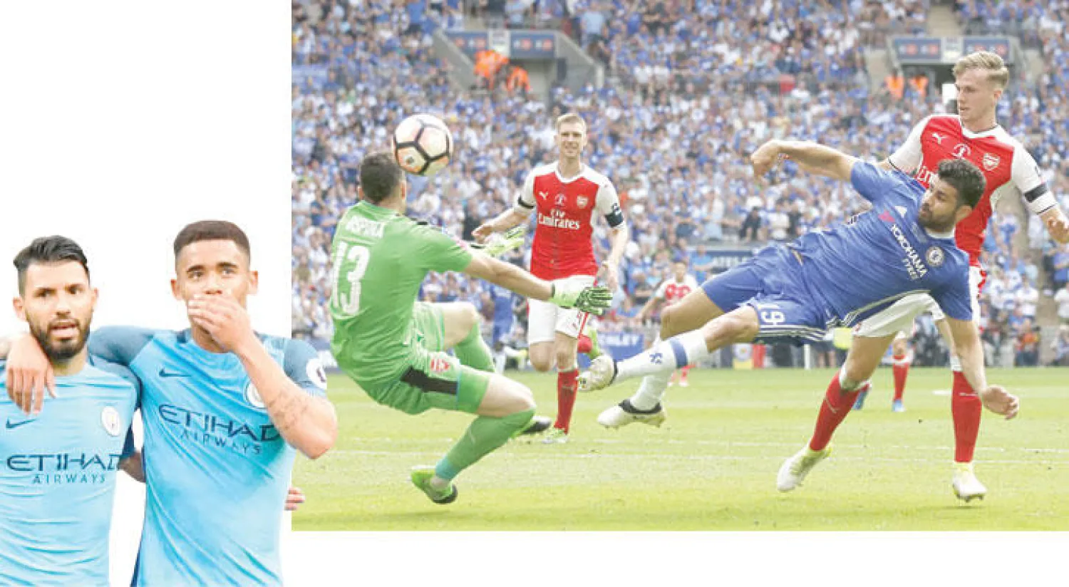 وضع كوستا في تشيلسي يتطلب حلاً جذرياً قبل بدء الموسم الأوروبي (أ.ف.ب)  -  التعامل مع المهاجمين أغويرو وجيسوس بحنكة عامل حاسم 
في أداء مانشستر سيتي أوروبياً ومحلياً