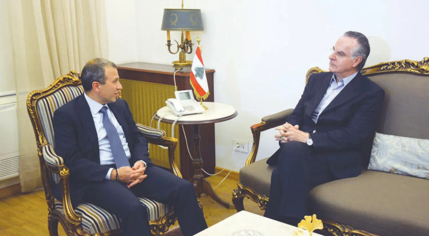 جبران باسيل أثناء لقائه عضو البرلمان جورج عدوان (دالاتي ونهرا)