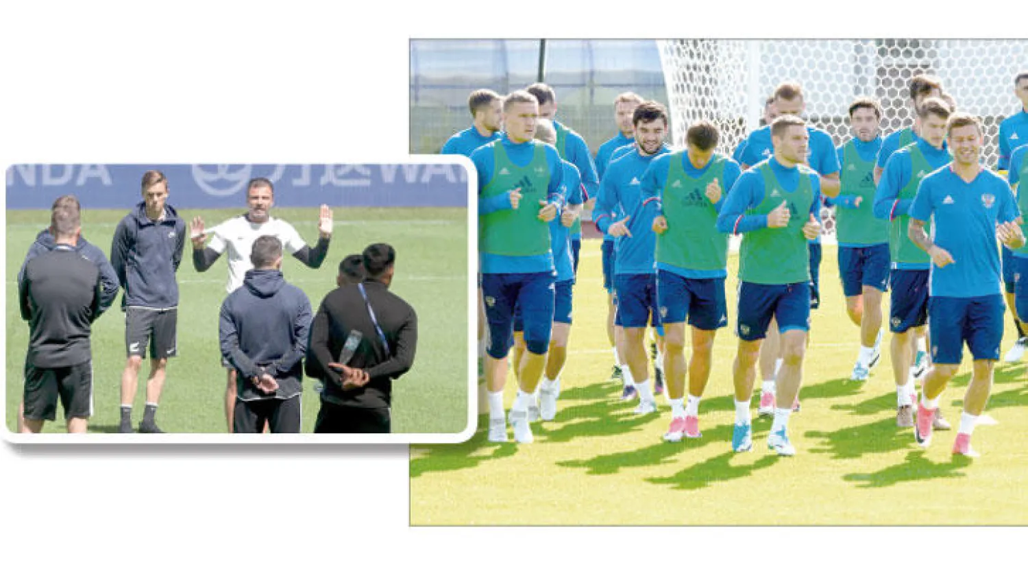 التفاؤل يسود لدى لاعبي المنتخب الروسي صاحب الأرض والضيافة (أ.ف.ب) - منتخب نيوزيلندا يتطلع لتحقيق المفاجأة امام المنتخب الروسي (أ.ب)