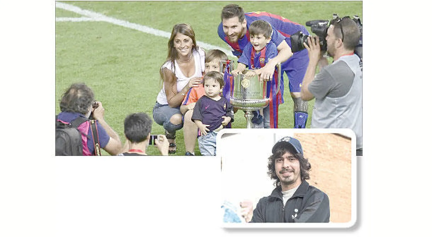 دييغو فاييخوس يستعد لحضور حفل زفاف صديق طفولته  نجم كرة القدم ليونيل ميسي (أ.ف.ب) - ليونيل ميسي مع أنطونيلا روكوتزو وطفليه في نهائي  «كأس الملك» ببرشلونة (أ.ف.ب)
