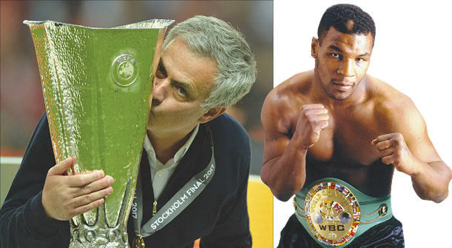 لكمة واحدة من تايسون كانت تكفي للإطاحة بمنافسيه - مورينيو مدرب يونايتد حصد كأس الدوري الأوروبي بعدما أجهض خطط المنافس أياكس (إ.ب.أ)