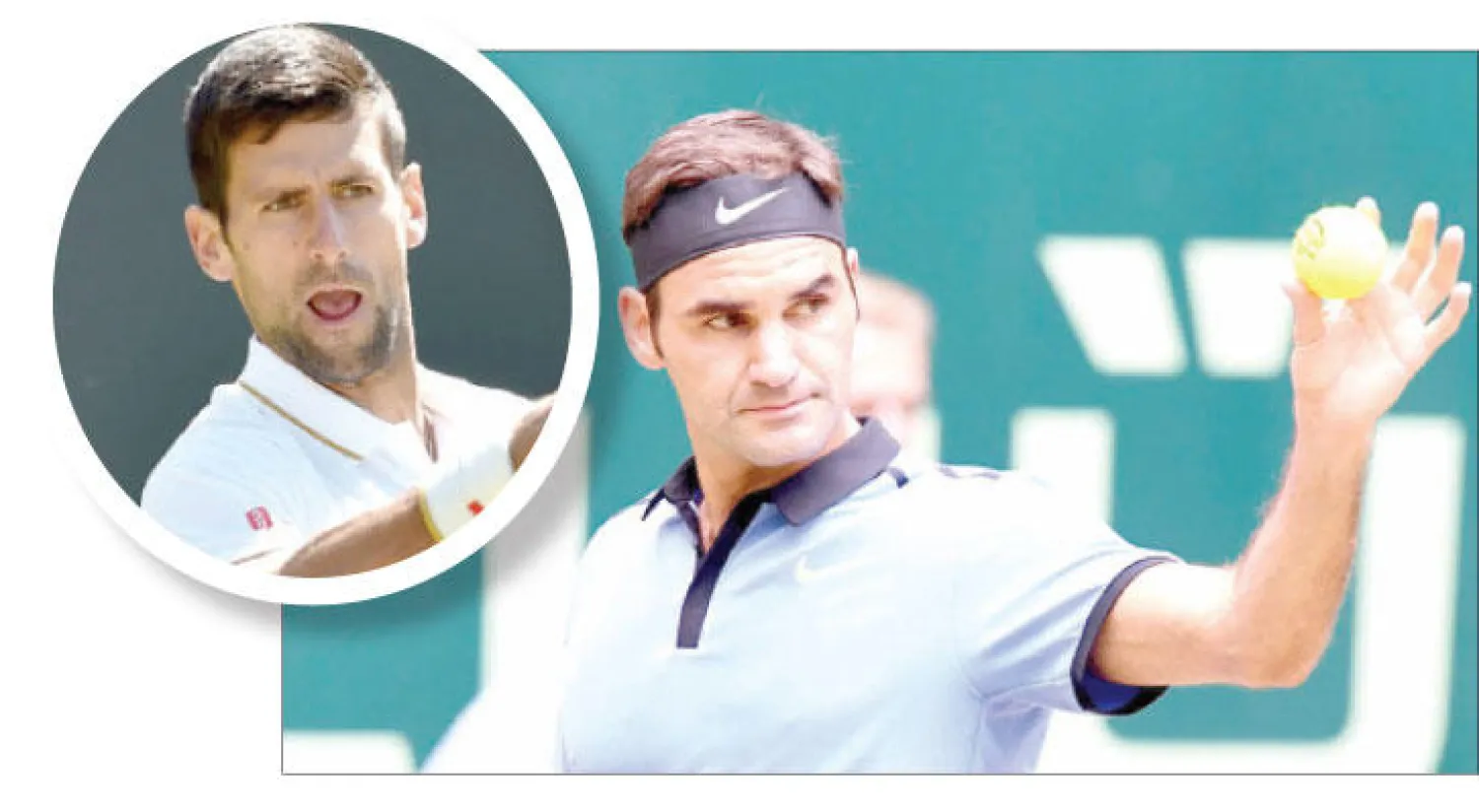 السويسري فيدرر (أ.ف.ب) - الصربي ديوكوفيتش (أ.ف.ب)