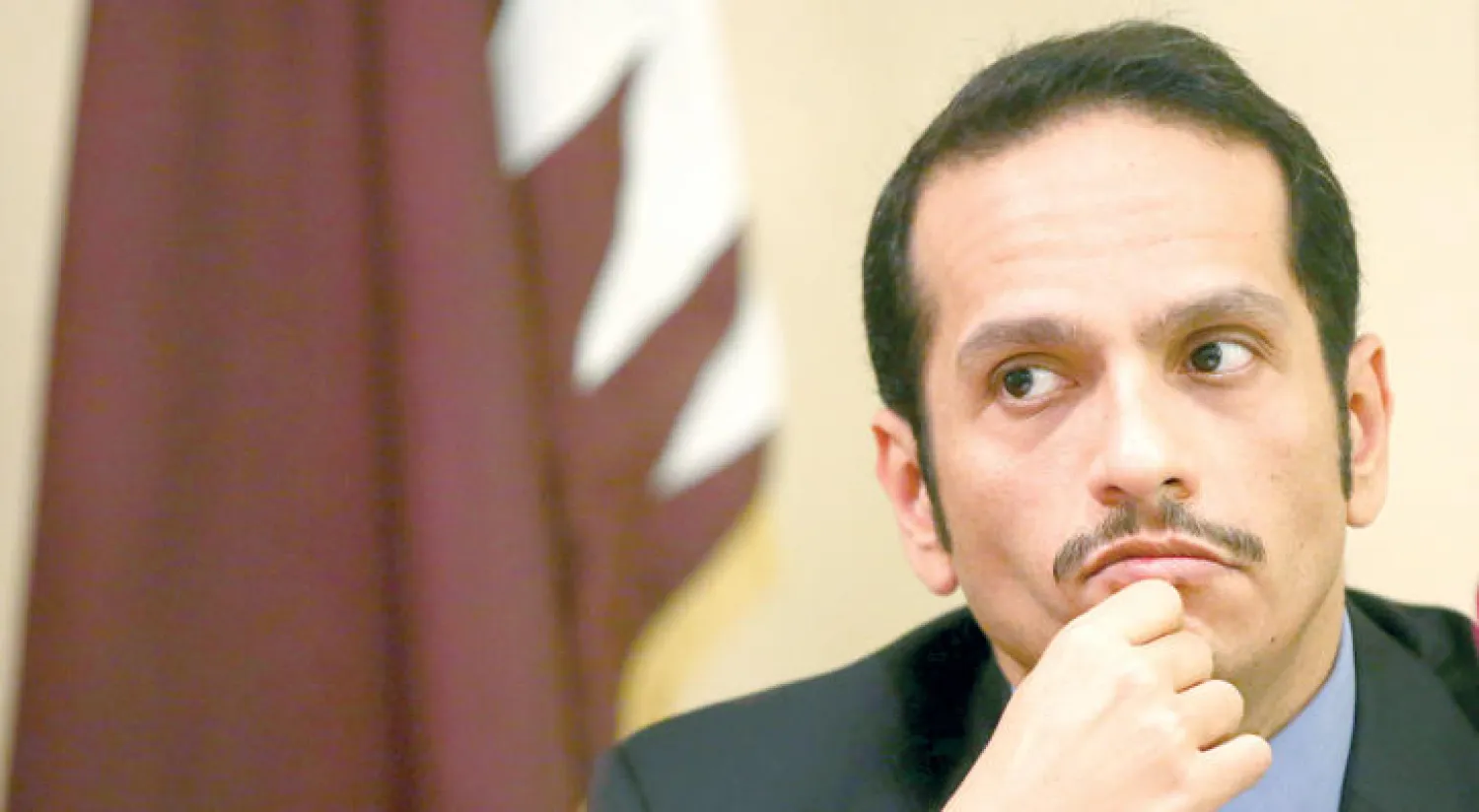 وزير الخارجية القطري الشيخ محمد بن عبد الرحمن آل ثاني يتحدث خلال مؤتمر صحافي في روما أمس السبت (رويترز)