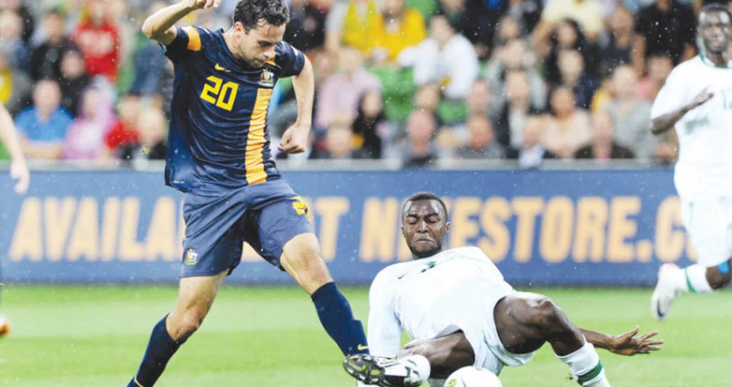 من مباراة السعودية وأستراليا الأخيرة في تصفيات آسيا المونديالية (أ.ف.ب)