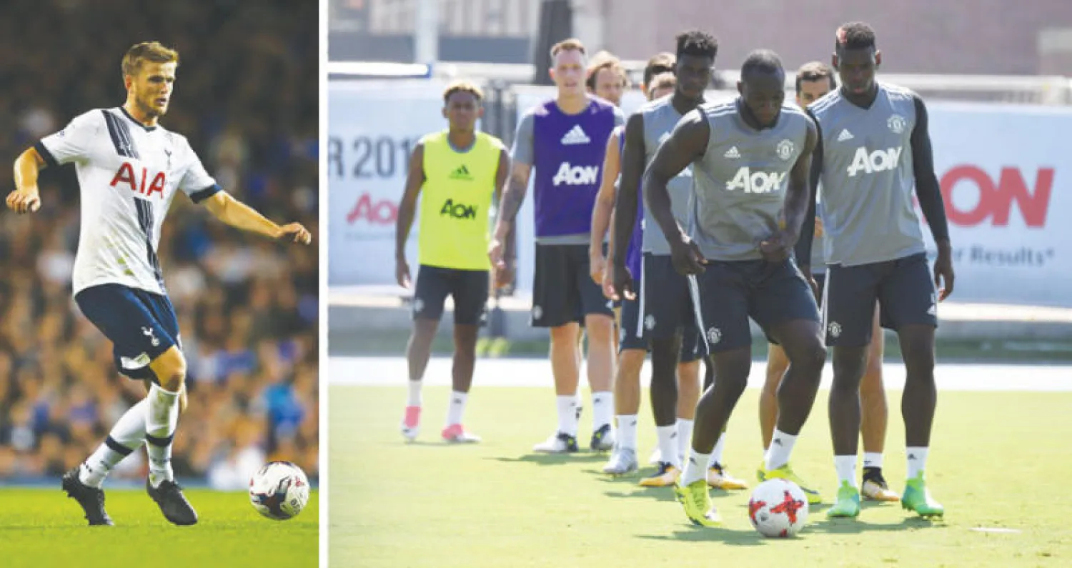 لوكاكو وبوغبا يتقدمان تدريب فريق يونايتد الذي بات غالبيته من طوال القامة (أ.ف.ب)  -  إريك داير هدف آخر لمورينيو من أصحاب الطول الفارع