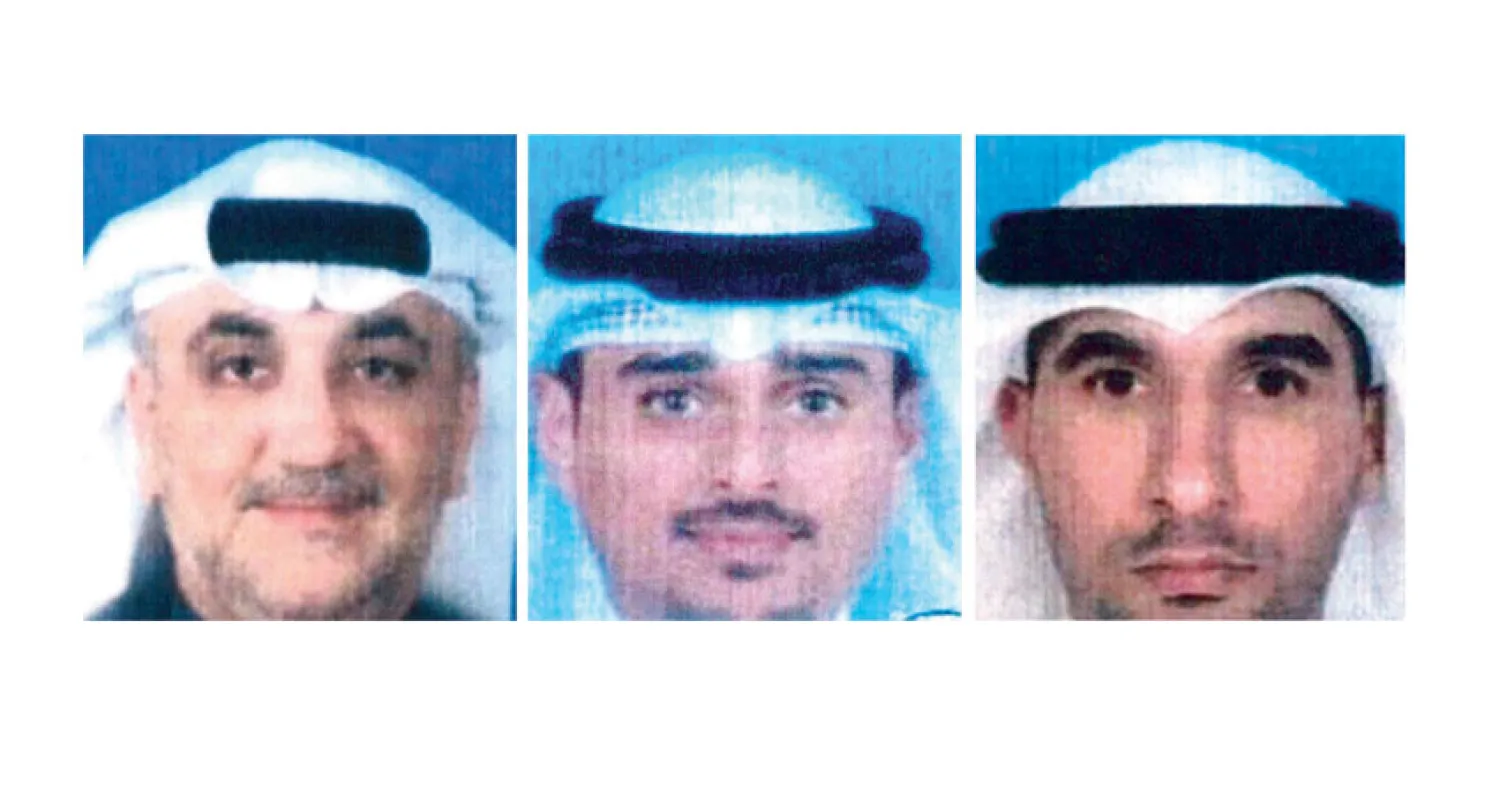 من اليمين جعفر جمال  وحسن العطار و باسل الدشتي (الصور من مواقع لصحف كويتية)