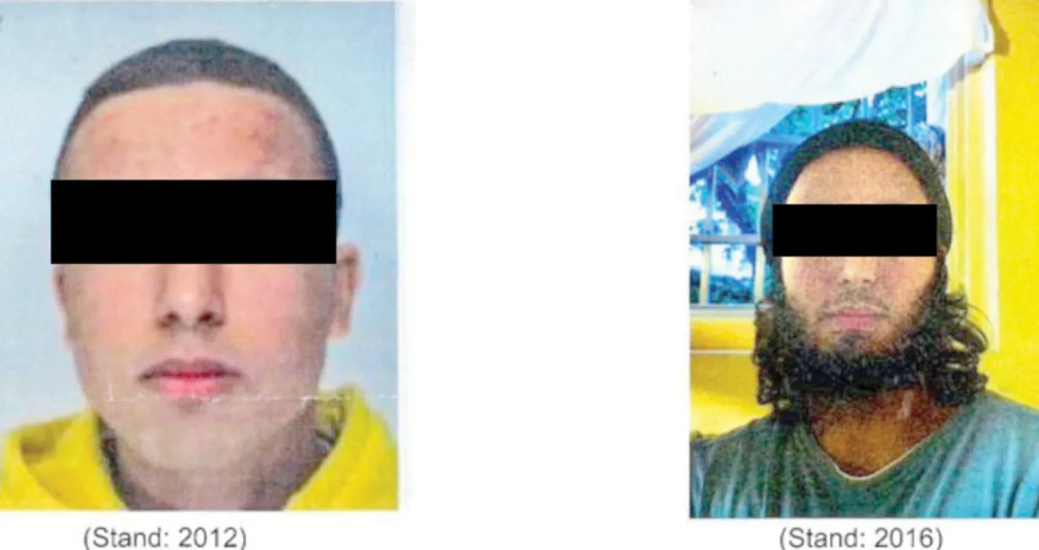 صورتان للبناني الأصل الذي أنهى فترة محكوميته إلا أن إطلاق سراحه تأجل بعد سلوكه العدواني ضد شرطة السجن أثناء تفتيش زنزانته («الشرق الأوسط»)