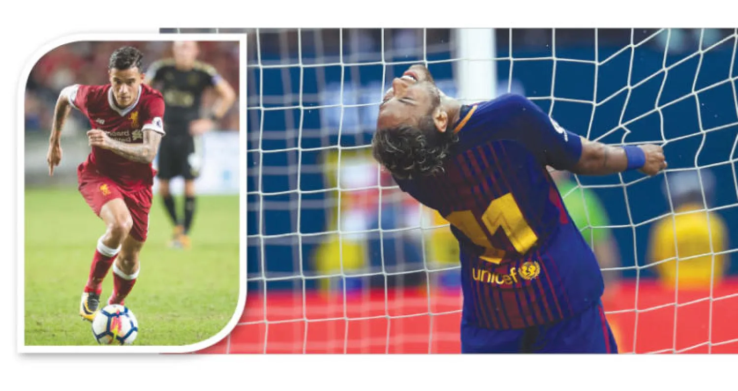 نيمار المتألق يحتفل بتسجيل هدفي برشلونة في مرمى يوفنتوس (أ.ف.ب) - كوتينيو نجم ليفربول ليس للبيع (أ.ف.ب)