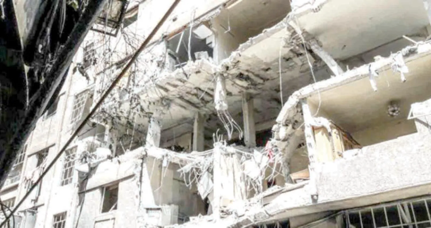 دمار نجم عن صواريخ استهدفت بلدة عين ترما وحي جوبر بالغوطة الشرقية لدمشق أمس (أخبار جوبر)