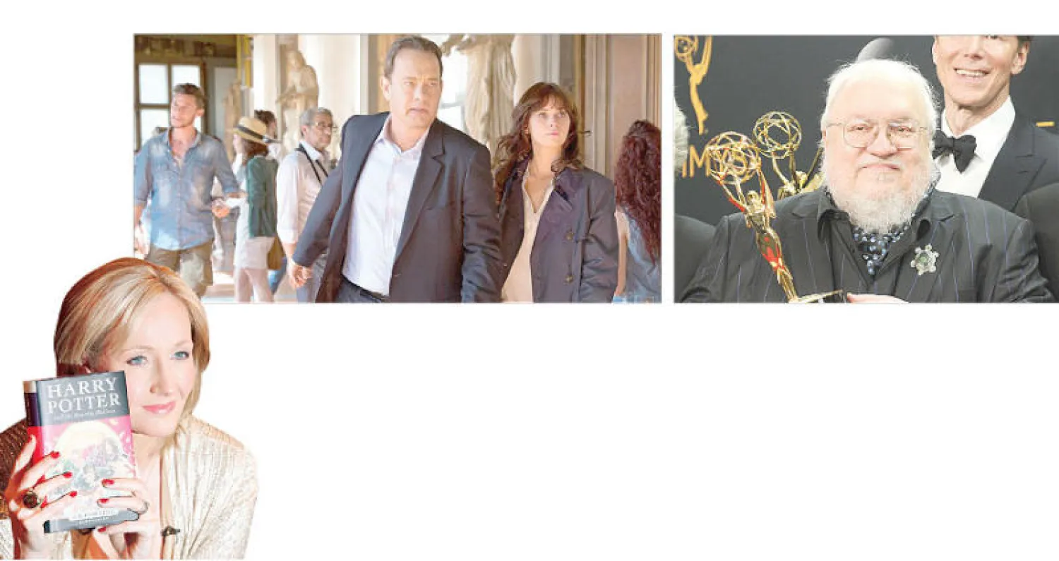 جورج آر مارتين - لقطة من فيلم «إنفيرنو» المعتمد على رواية لدان براون - المؤلفة البريطانية جي كي رولينغ (أ.ف.ب)