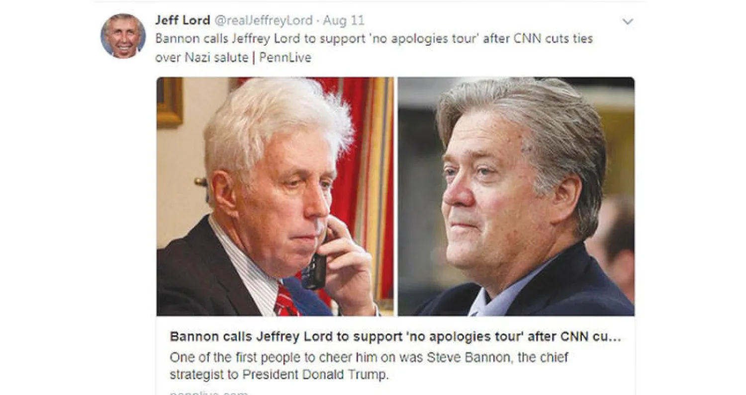 تغريدة جيفري لورد التي طرد بسببها من عمله معلقاً في «سى إن إن»