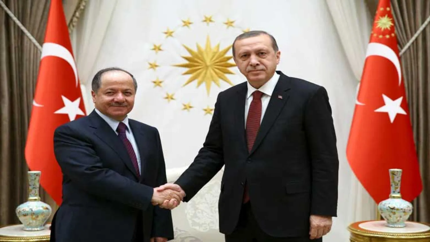  File Photo, President of the Kurdistan Region Masoud Barzani (L) and Turkey's President Recep Tayyip Erdogan meet in Ankara. (Photo: Reuters/Archive)