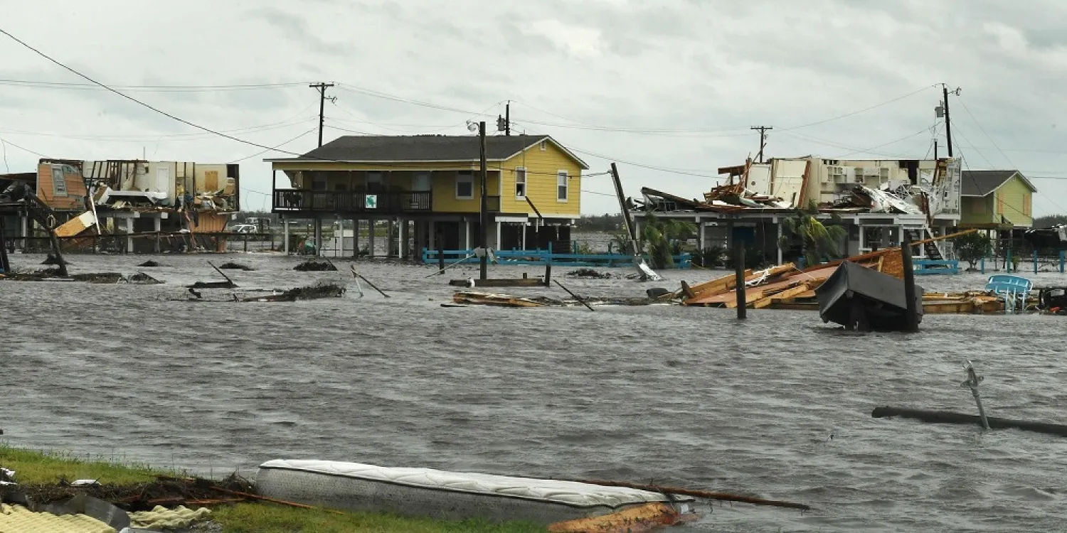 Flooded houses are seen after Hurricane Harvey hit Rockport, Texas, on August 26, 2017. (AFP)