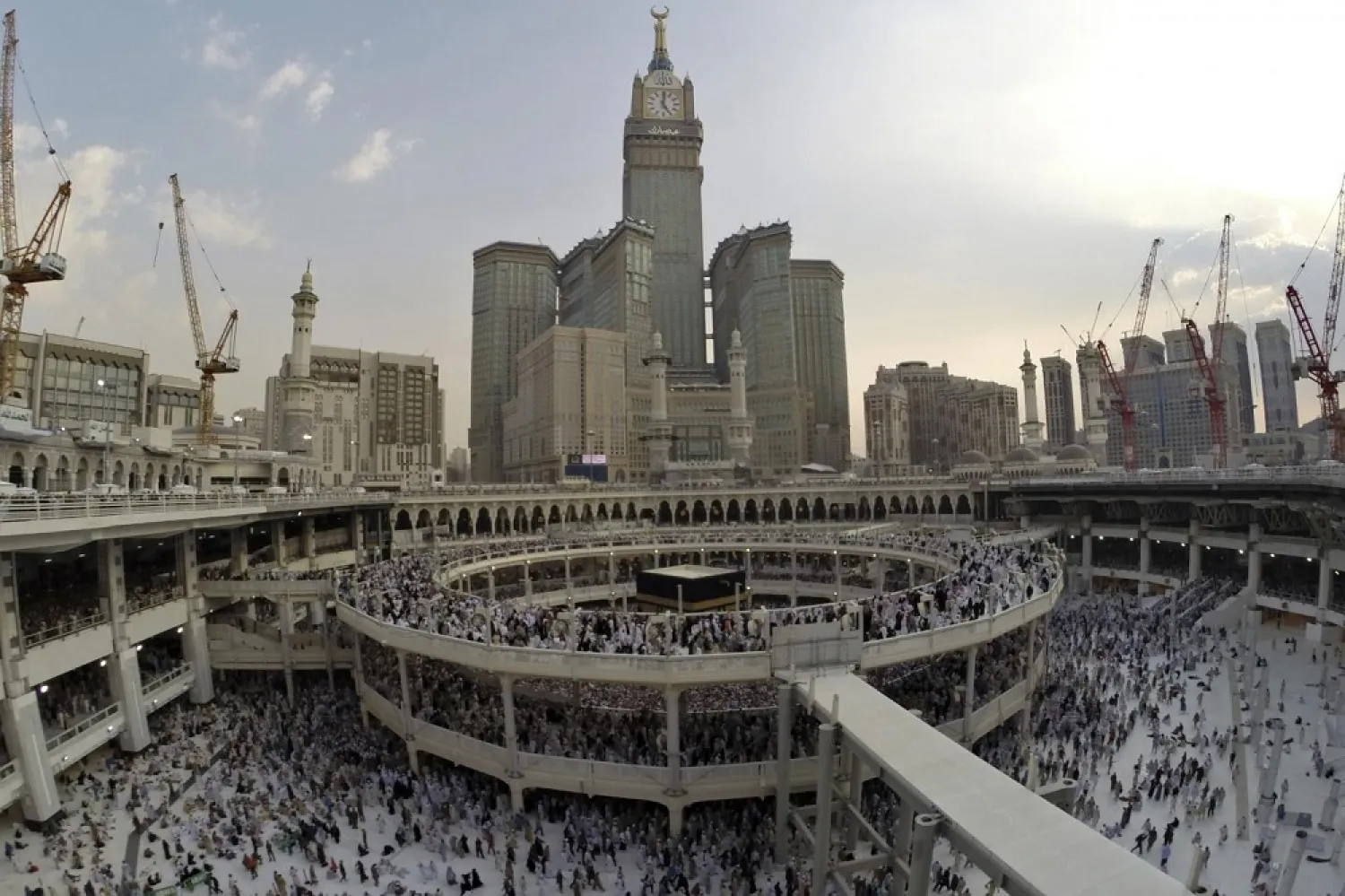 Muslim pilgrims pray around the holy Kaaba during their final circling at the Grand Mosque during the annual Hajj pilgrimage in Mecca on October 6, 2014. (Reuters)