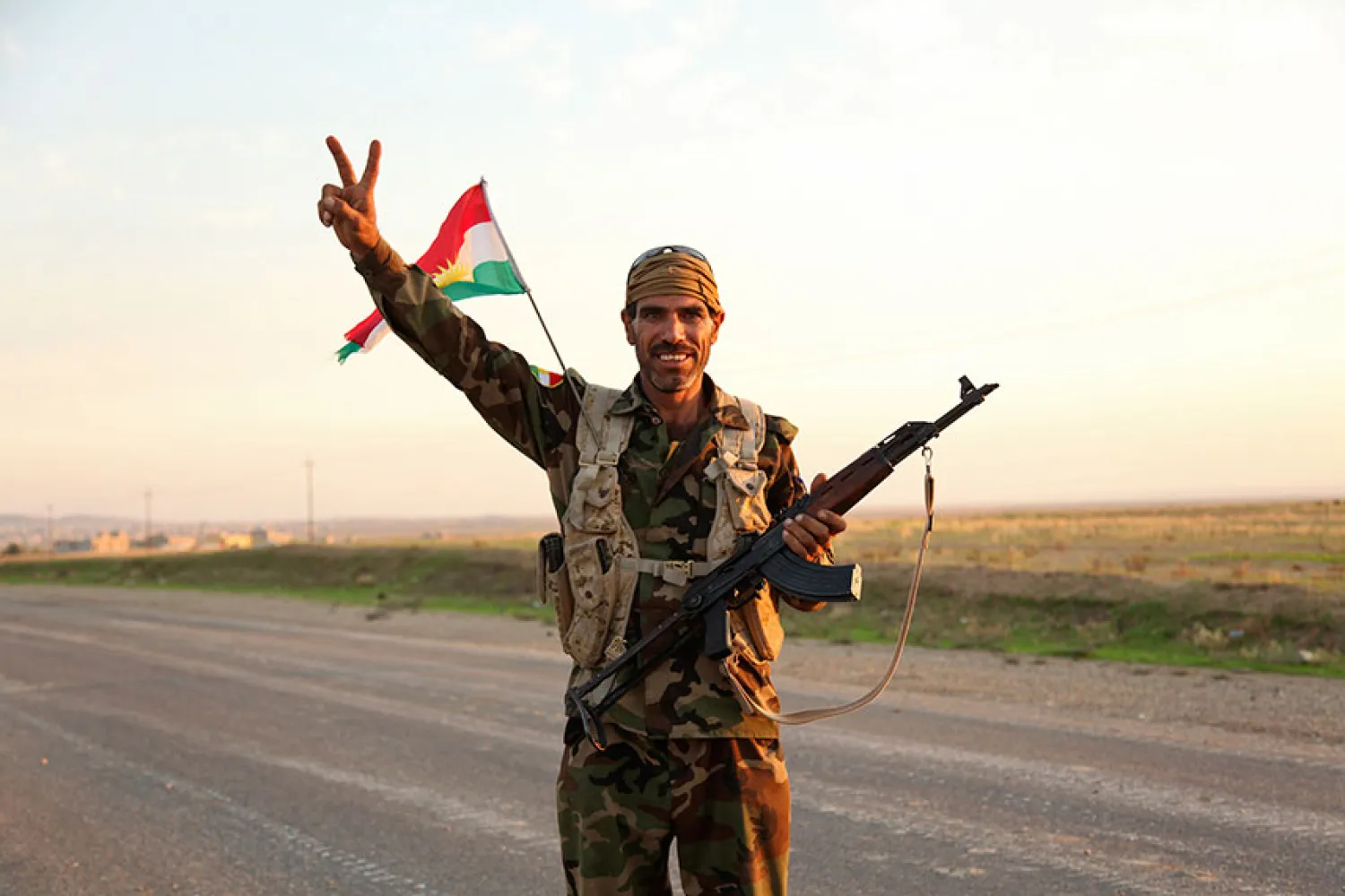 A member of the Kurdish peshmerga just after the forces retook Zumar in October 2014. REUTERS/Ari Jalal