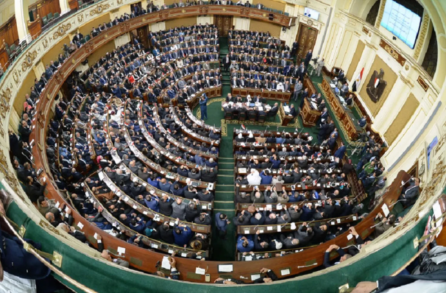A general view taken on January 10, 2016 shows members of Egypt's new parliament meeting during their inaugural session in the capital Cairo (AFP)