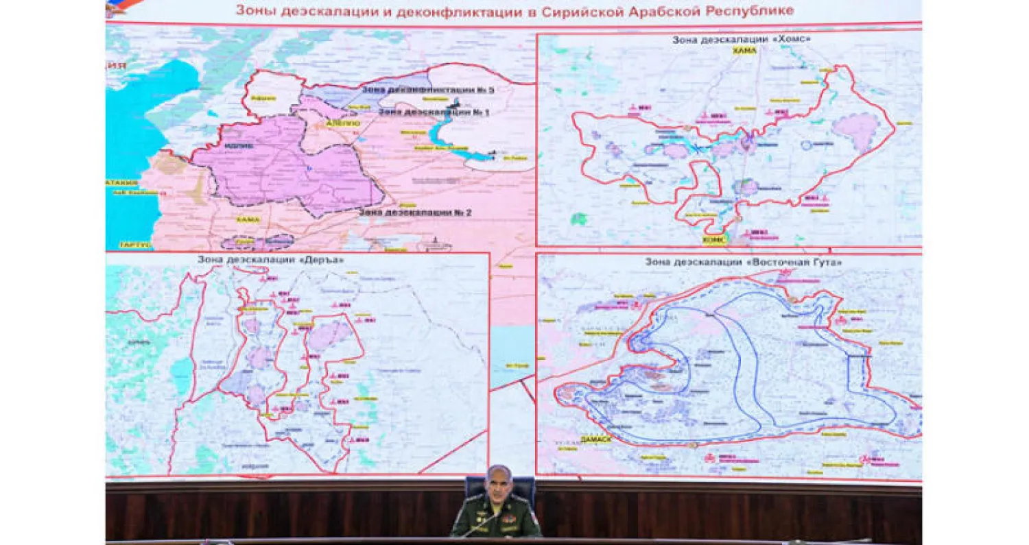 مدير العمليات في قيادة الأركان الروسية خلال مؤتمر صحافي ا (أ.ف.ب)
