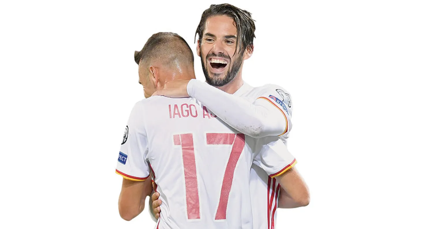 ايسكو يحتفل مع اسبا بعد تسجيلهما في مرمى ليختنشتاين (اب)