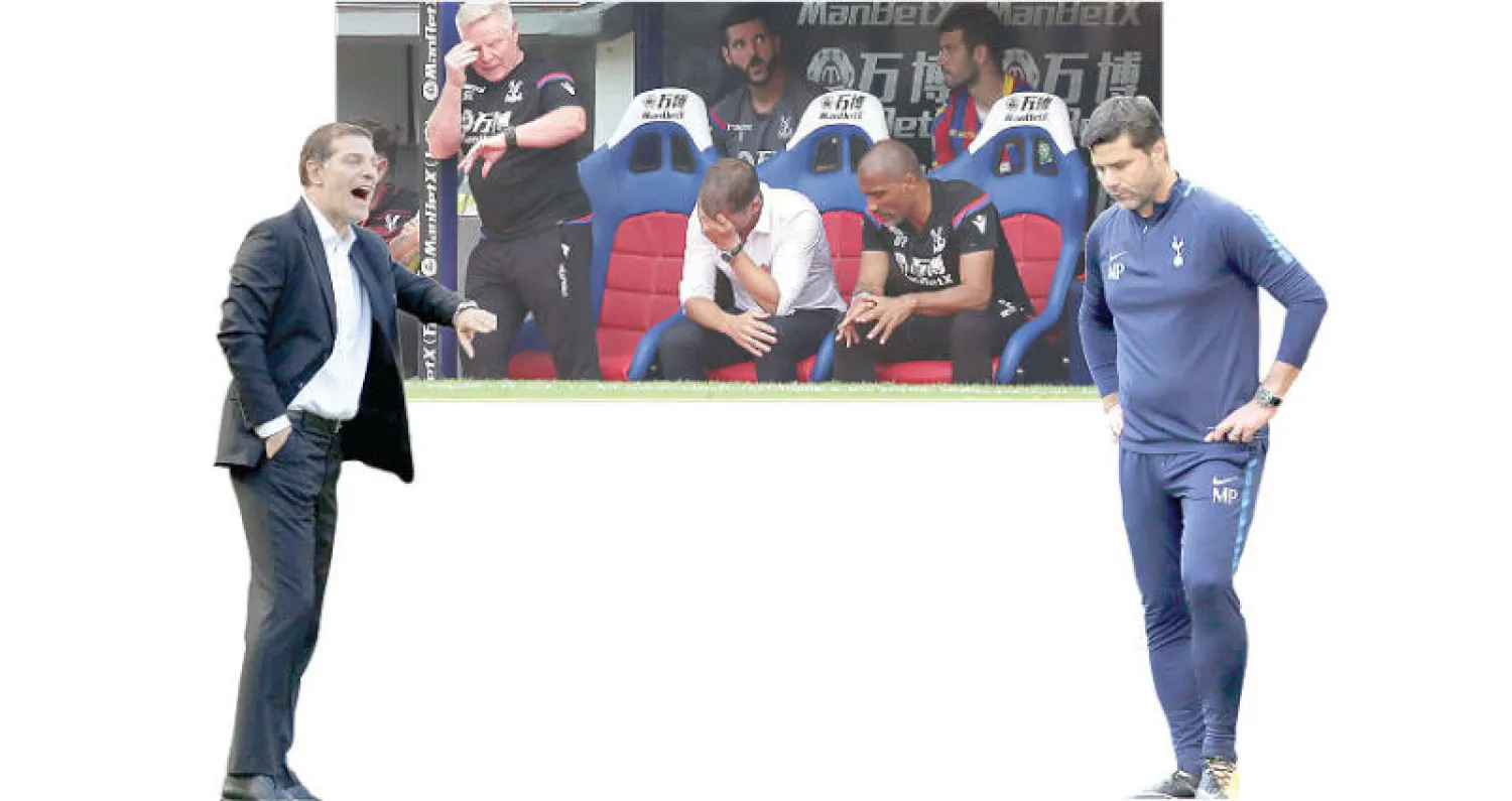 ماوريسيو بوكيتينو مدرب توتنهام (أ.ب) - أيام فرانك دي بوير أصبحت معدودة في كريستال بالاس (أ.ب) - مصير غامض لسلافين بيليتش في وستهام  (رويترز)