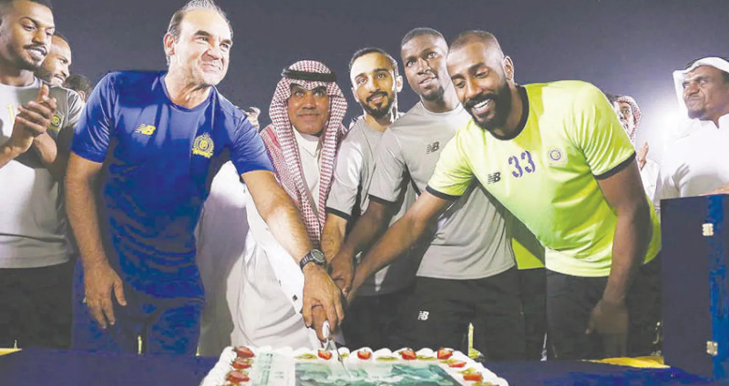 جانب من الاحتفالية التي أقامها النصر للاعبين الدوليين (المركز الإعلامي بنادي النصر)