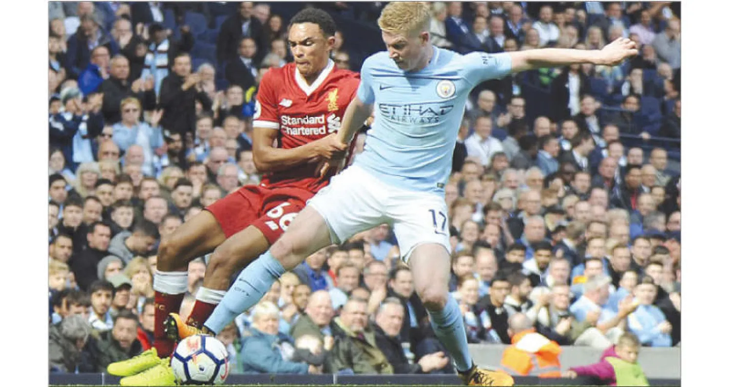 سبب دي بروين متاعب كثيرة لمدافع ليفربول أرنولد ({الشرق الاوسط})