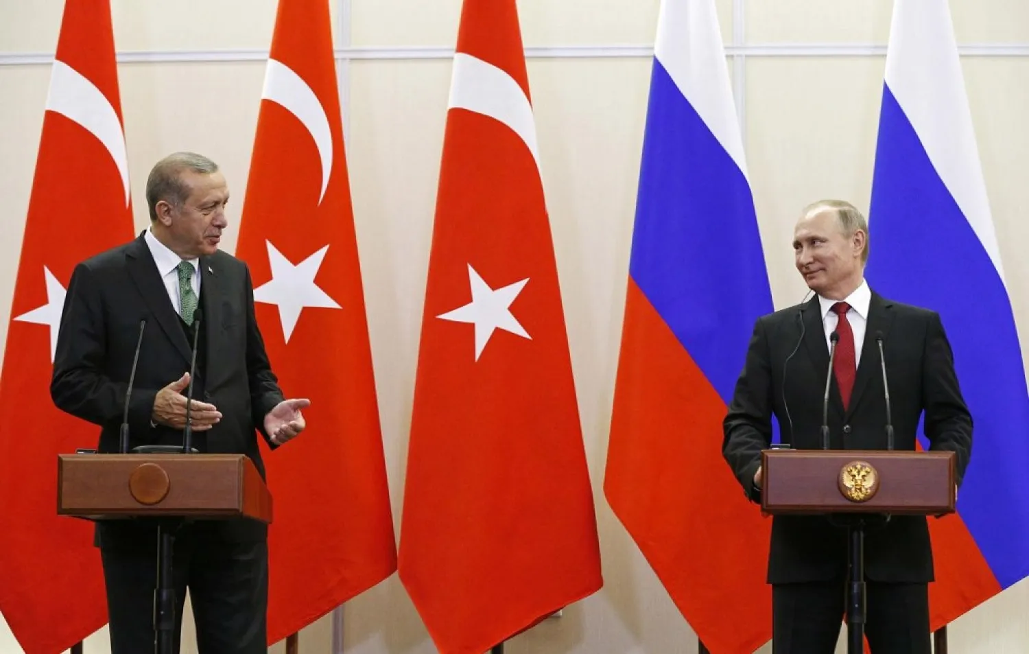 Russian President Vladimir Putin and Turkish President Recep Tayyip Erdogan. (Reuters)