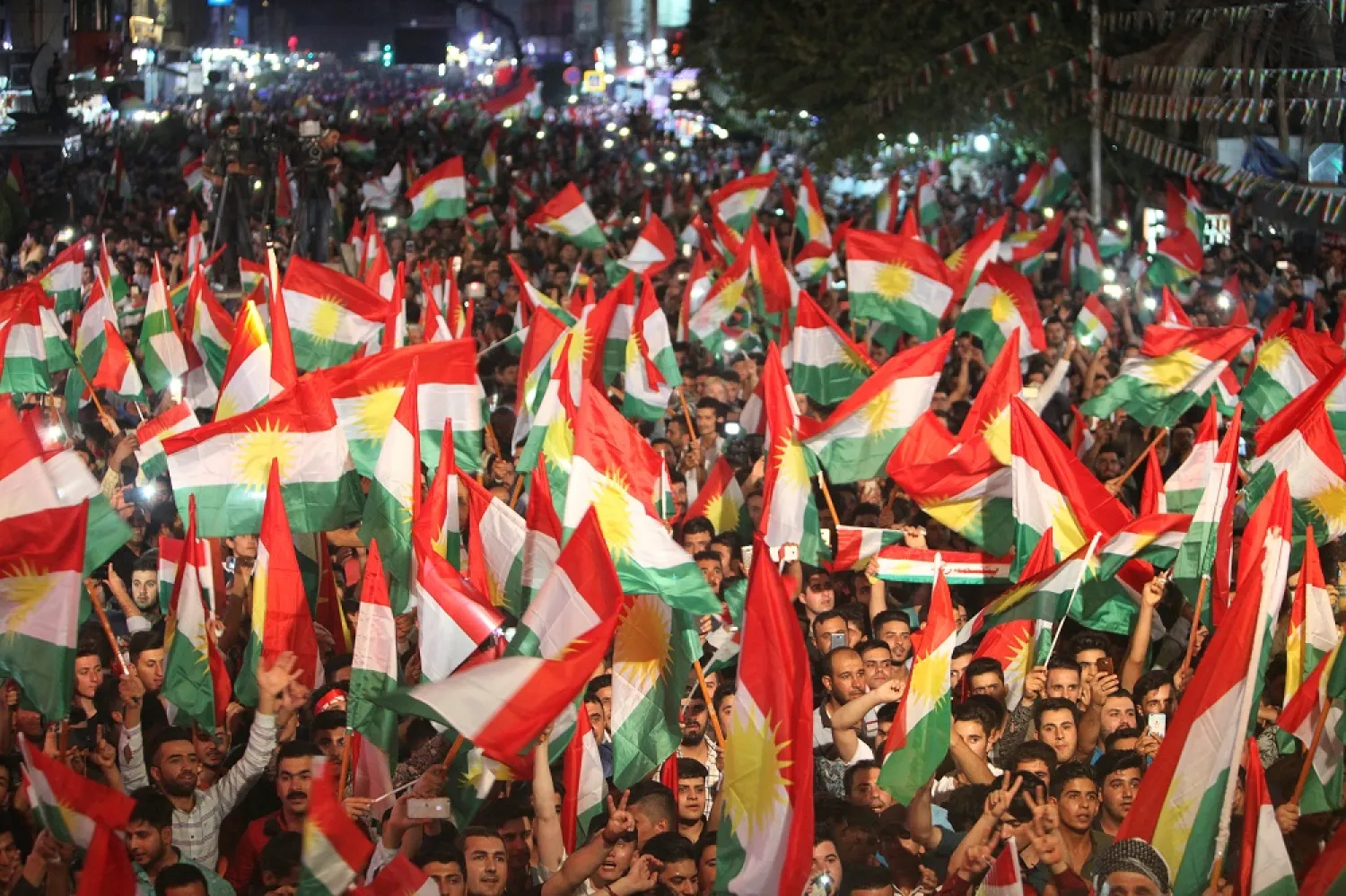 Kurdish people celebrate to show their support for the upcoming September 25th independence referendum in Irbil, Iraq September 8, 2017. (Reuters)